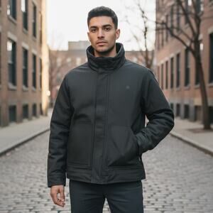 Wolverine Sherpa Lined Black Canvas Jacket Mens L Streetwear Workwear Warm Coat